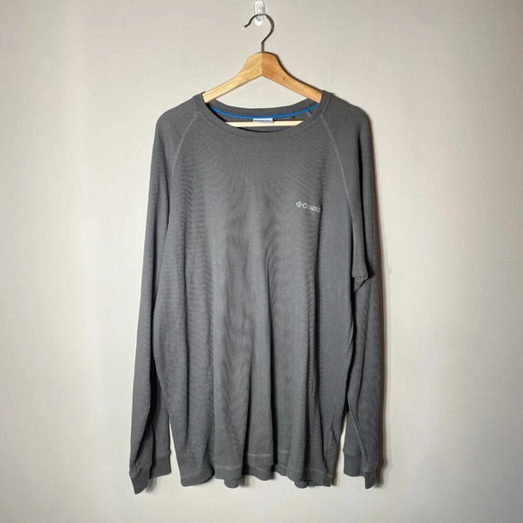 Columbia Men's Size XL Long Sleeve Omni-Wick Thermal Waffle Logo Knit Shirt Gray - Picture 2 of 14